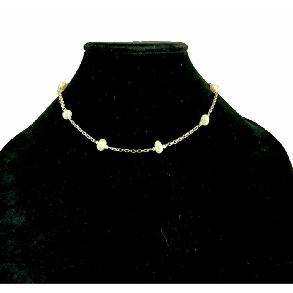 VTG Freshwater Pearl Necklace 925 Sterling Silver Clasp Baroque White 16" 11g